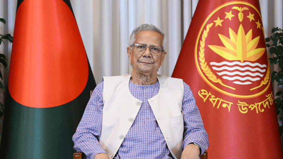 মঙ্গলবার রাতে জাতির উদ্দেশে ভাষণ দেন প্রধান উপদেষ্টা মুহাম্মদ ইউনূস। ছবি : প্রেস উইং