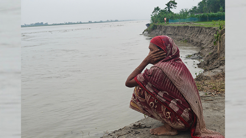 চোখের সামনে বিলীন ভিটেমাটি, গাইবান্ধায় নদীভাঙনে হাহাকার