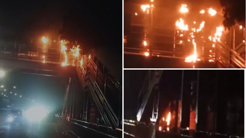 মধ্যরাতে কাকলীর ফুটওভার ব্রিজে আগুন