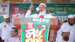 হাটিকুমরুলে ১১ দলীয় জোটের লংমার্চের পথসভা