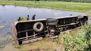 ঢাকা-পাটুরিয়া মহাসড়কে হানিফ বাস খাদে, আহত ১৩
