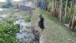 ঝালকাঠিতে নদীভাঙনে ঝুঁকিতে বিদ্যালয়, বাঁধ ভেঙে প্লাবনের শঙ্কা